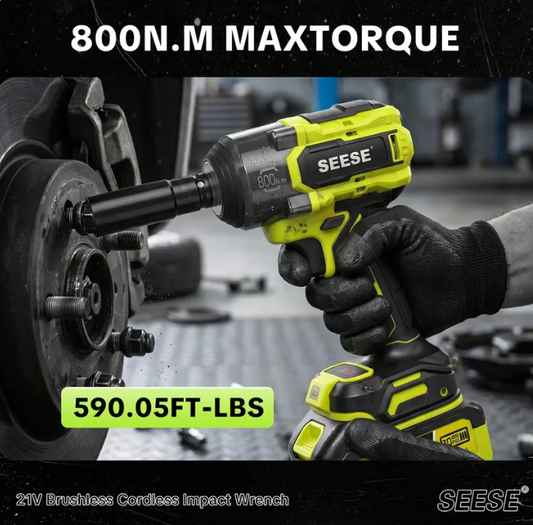 590 FT-LBS High Torque 3-in-1 Cordless Impact Wrench — 21V Dual Battery, LED Light, 9 Sockets & Carrying Case