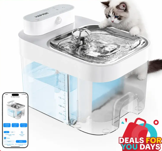 Smart Wi-Fi Cat Water Fountain | 5000mAh Battery, APP Control & Auto Dispenser – Clean & Waste Water Separated