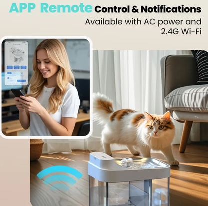 Smart Wi-Fi Cat Water Fountain | 5000mAh Battery, APP Control & Auto Dispenser – Clean & Waste Water Separated