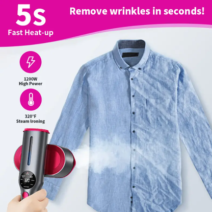 Portable Garment Steamer for Clothes – 7 Mode LED Display, 5s Fast Heat & 90° Swivel Handle