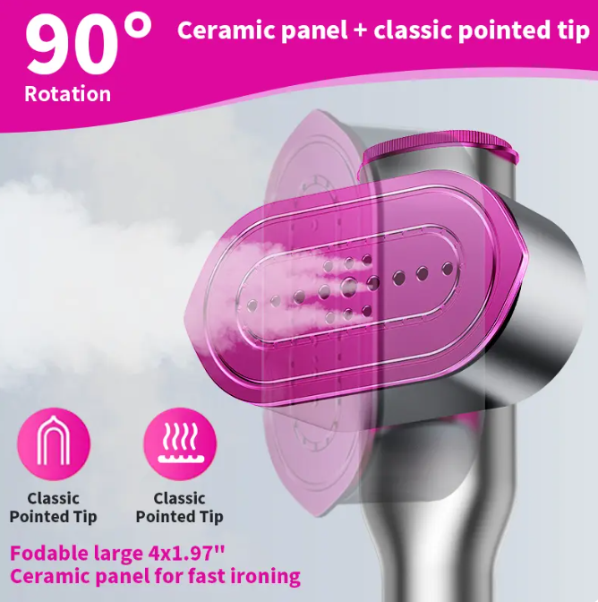 Portable Garment Steamer for Clothes – 7 Mode LED Display, 5s Fast Heat & 90° Swivel Handle