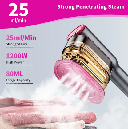 Portable Garment Steamer for Clothes – 7 Mode LED Display, 5s Fast Heat & 90° Swivel Handle