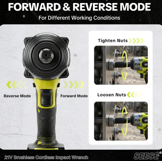 590 FT-LBS High Torque 3-in-1 Cordless Impact Wrench — 21V Dual Battery, LED Light, 9 Sockets & Carrying Case