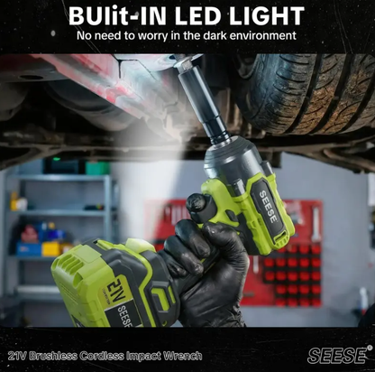 590 FT-LBS High Torque 3-in-1 Cordless Impact Wrench — 21V Dual Battery, LED Light, 9 Sockets & Carrying Case